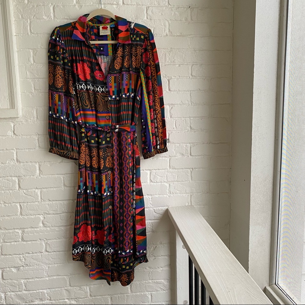 Farm Rio Anthropologie Long Sleeve Dress Size Medium